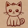 Hand-Drawn Cute Animal Design A simple line drawing of a cat sitting on its haunches.