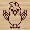 Free SVG Chick Clip Art A simple line drawing illustration of a cute chicken animal.