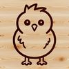 Adorable Farm Fowl A simple line drawing of a young chicken in a farm setting.