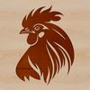 Simplified Chicken Silhouette A simplified illustration of a chicken's head with feathers and beak.