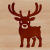 A simple illustration of a reindeer with antlers and fur texture.