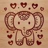 Gentle Elephant Illustration A detailed illustration of a gentle elephant with heart shapes surrounding its body.