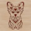 Cute Dog Silhouette Design A stylized illustration of a Corgi sitting on its haunches, suitable for vector art projects.