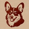 Corgi Portrait in Vector Format A small dog breed with short legs and long body, featuring a corgi's distinctive head shape.