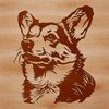 Free Digital Corgi Clipart Vector Art A detailed digital illustration of a corgi's head, suitable for vector art designs.