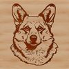 A stylized illustration of a corgi's head, suitable for vector art and cutting machine applications.