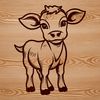 Whimsical Cow Design A stylized illustration of a cow in a farm setting.