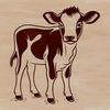 Beautiful Green Pastures Cow Silhouette An illustration of a cow standing in a green field with rolling hills.