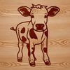 Mother Calf SVG Clip Art Design A digital image of a calf standing next to its mother, ideal for use as clip art or stencils in various design applications.