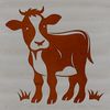 Cow Silhouette in a Field A high-quality vector illustration of a single cow standing in a field.