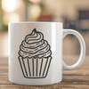 Free SVG Cupcake Graphics A simple line-drawn cupcake design for food illustrations.