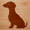 Bold Line Vector Dog Design A stylized vector illustration of a sitting Dachshund dog with bold lines and simple design.