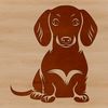 An SVG design featuring a cute cartoon dachshund in a sitting position.