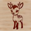 A close-up illustration of a deer's face with gentle features.