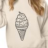 An editable digital design featuring a stylized image of a single serving of ice cream.