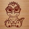 Playful Prehistoric Dinosaur A cute prehistoric baby dinosaur wearing glasses in a playful illustration.