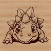 Prehistoric Cutie in Vector Design A prehistoric baby dinosaur peeking out from behind its head, depicted in a simple vector design.