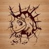 A prehistoric dino SVG graphic illustration with a playful expression.