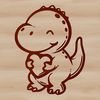 Prehistoric Pal T Rex Baby Dinosaur Drawing A simple line drawing of a baby T Rex dinosaur in a prehistoric landscape.