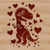 Baby Dinosaur in Love Surrounds A prehistoric baby dino with colorful love hearts surrounding its body.