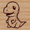 A simple line drawing of a baby dinosaur with a big smile.