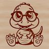 Cute Dino in Spectacles A prehistoric baby dinosaur wearing glasses in a vector design format.