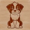 A high-quality illustration of a sitting Australian Shepherd dog.