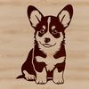 Free Clip Art Cute Puppy Image A stylized illustration of a Welsh Corgi sitting, depicted as a vector graphic.