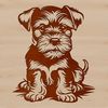 Illustration of a sitting Miniature Schnauzer dog breed with distinctive beard and eyebrows.