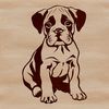 A seated dog with a muscular build and distinctive facial features, suitable for various digital applications.