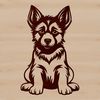 German Shepherd Sitting Dog Breed Illustration A high-quality illustration of a sitting German Shepherd dog breed.