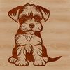 Miniature Furry Friend Illustration Close-up of a sitting miniature dog with a distinctive beard, illustration style.