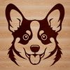 A vector illustration of a Corgi's head, suitable for use in graphic design projects.