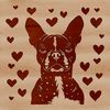 Cute Boston Dog Illustration with Heart Accents A cute illustration of a Boston Terrier with heart accents on its head.