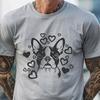 Cute Dog With Love Hearts SVG Design A Boston Terrier dog with love hearts on its head, suitable for personal or commercial use.