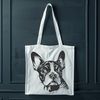Cute Line Art Dog Detailed line art of a Boston Terrier's head, suitable for digital design and cutting applications.