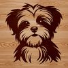 Sweet Morkie Portrait Vector Art A small dog breed mix with a Yorkie and Maltese parentage, depicted in simple vector lines.