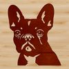 French Bulldog Silhouette Clip Art A cartoon-style illustration of a French Bulldog's head, suitable for use in vector design projects.