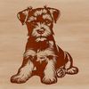 Miniature Schnauzer Silhouette Vector Art A small dog breed with distinctive beard and eyebrows, sitting on its haunches, ideal for vector art designs.