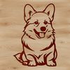 A digital illustration of a sitting Corgi dog with a simple design.