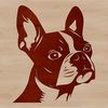 Simple Line Art Pet Portrait Simple line art design of a Boston Terrier's head and body.