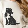 Illustration of a sitting Shetland sheepdog with gentle expression.
