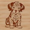 A sitting Australian Shepherd dog with a distinctive breed-specific coat pattern, suitable for vector design projects.