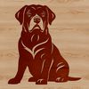 A sitting Rottweiler breed dog illustration in vector format.