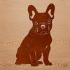 A cartoon illustration of a sitting French Bulldog breed dog.