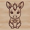 Adorable Donkey Silhouette with Love Hearts A cartoon donkey sitting with love hearts around it.