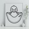 White Duck Silhouette on Water A simple illustration of a white duck standing on water, suitable for vector graphics projects.