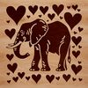 An SVG illustration of an elephant featuring a sentimental heart motif.