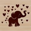 Gray Elephant with Love Hearts Illustration A stylized elephant illustration made with vector art, featuring a large gray body with multiple love hearts.