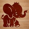 A single standing elephant with a classic design.
